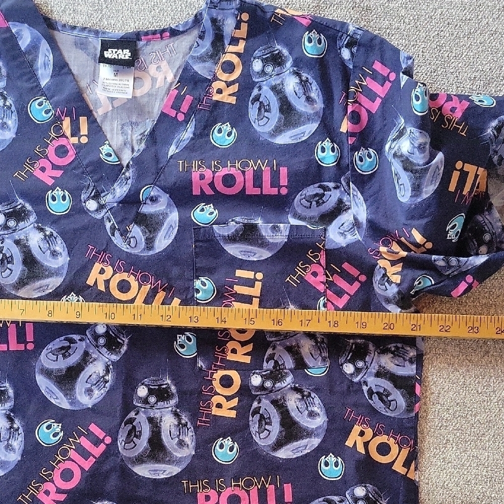 Star Wars Unisex Uniform Colorful Graphic Print Scrub Top Size M - Picture 6 of 8